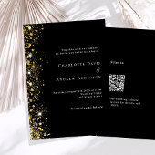Invitation Code QR en or noir RSVP détails mariage