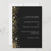Invitation Code QR en or noir RSVP détails mariage (Devant)