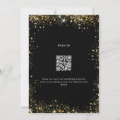 Invitation Code QR en or noir RSVP détails mariage de luxe (Dos)