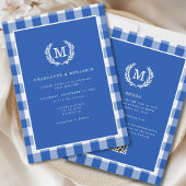 Invitation Code QR En vichy monogramme bleu
