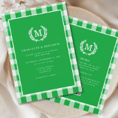 Invitation Code QR En vichy monogramme crête vert