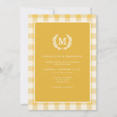 Invitation Code QR En vichy monogramme jaune (Devant)