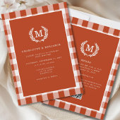 Invitation Code QR En vichy monogramme rouge orange