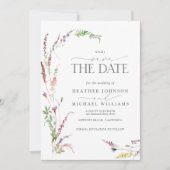 Invitation Code QR Enregistrez la Date Élégant Fleur Sauvage (Devant)