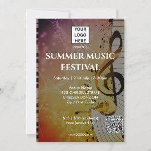 Invitation Code QR et logo du festival de musique d'été
