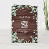 Invitation Code QR Eucalyptus Moderne Bois Rustique Mariage (Dos)