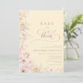 Invitation Code QR Fête Bébé Fleur Sauvage Jaune (Debout devant)