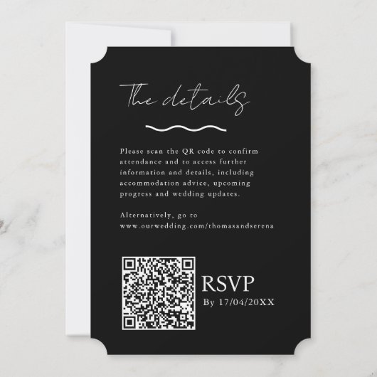 Invitation Code QR Fête des mariées noir et blanc (Dos)