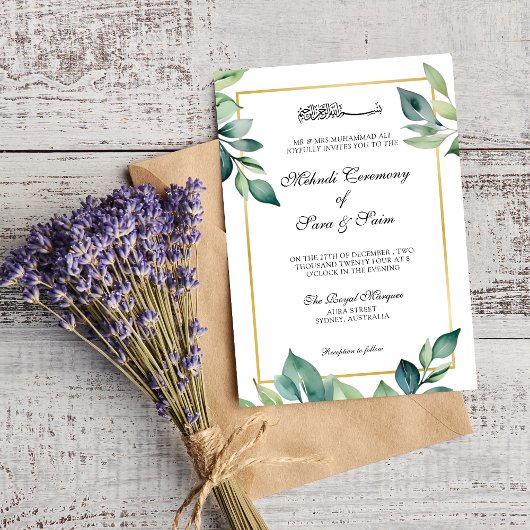 Invitation Code QR Feuille moderne Eucalyptus Mehndi