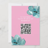 Invitation Code QR Fleur d'aquarelle rose pour Bat Mitzvah (Dos)
