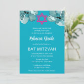 Invitation Code QR Fleur d'aquarelle rose pour Bat Mitzvah (Debout devant)