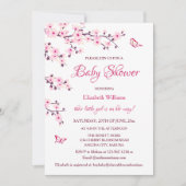 Invitation Code QR | Fleur de cerisiers | Baby shower fille (Devant)