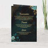 Invitation Code QR Fleur Or Sarcelle Foncé Mariage Musulman (Dos)