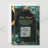 Invitation Code QR Fleur Or Sarcelle Foncé Mariage Musulman (Dos)