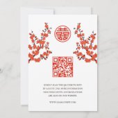 Invitation Code QR | Fleur rouge cerise | Mariage chinois (Dos)