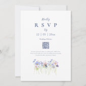 Invitation Code QR Fleur Sauvage Élégante Rose Bleuâtre (Dos)