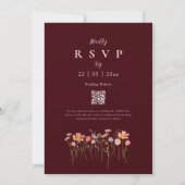 Invitation Code QR Fleur Sauvage Élégante Rose Bourgogne (Dos)