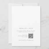 Invitation Code QR Fleur Sauvage Grise Boho Mariage Espagnol (Dos)