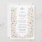 Invitation Code QR Fleurs Aquarelle Mariage Fleur de Champ (Devant)