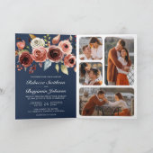Invitation Code QR Fleurs Aquarelle Terracotta Mariage Bleu M (Intérieur)