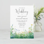 Invitation Code QR Fleurs de mariage aquarelle sauvage (Debout devant)