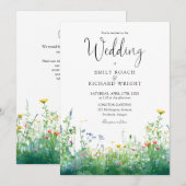 Invitation Code QR Fleurs de mariage aquarelle sauvage (Devant / Derrière)