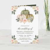 Invitation Code QR Fleurs de Pêche Citrouille Vert Olive Mari (Devant)