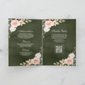Invitation Code QR Fleurs de Pêche Citrouille Vert Olive Mari (Intérieur)