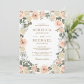 Invitation Code QR Fleurs de Pêche Poussiéreuse Rustique pour (Debout devant)