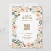 Invitation Code QR Fleurs de Pêche Poussiéreuse Rustique pour (Dos)