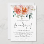 Invitation Code QR Fleurs de Pivoines Péches Mariage (Devant)