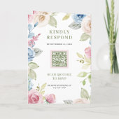 Invitation Code QR Fleurs de printemps douces Mariage tout-en (Dos)