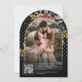 Invitation Code QR Fleurs de Roses de Bourgogne Mariage Noir (Dos)