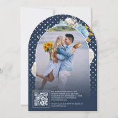 Invitation Code QR Fleurs de Roses en Ivoire Bleu Mariage Nav (Dos)