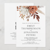 Invitation Code QR Fleurs en Terracotta Rustique pour Mariage (Devant / Derrière)