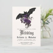 Invitation Code QR Fleurs Gothiques Bats Profond Améthyste Vi (Debout devant)