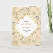 Invitation Code QR Fleurs Pastel Peach Mariage Indien (Devant)
