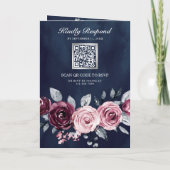 Invitation Code QR Fleurs Rose Poussiéreux Violet Mariage Nui (Dos)