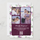 Invitation Code QR Fleurs Violettes Mariage Foncé Plum (Dos)
