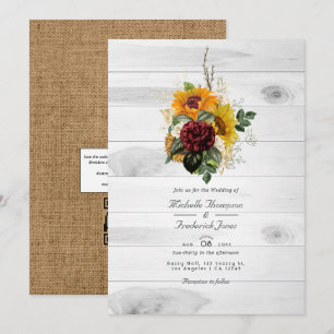 Invitation Code QR Floral Automnal Rustique RSVP Mariage Cham