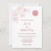 Invitation Code QR | Floral Blush Mariage chinois rose (Devant)