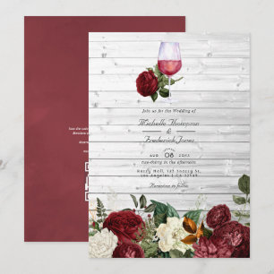 Invitation Code QR Floral Bourgogne RSVP Dégustation de Vin M