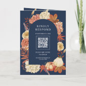 Invitation Code QR Floral Citrouille en Terracotta Mariage Bl (Dos)