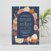 Invitation Code QR Floral Citrouille en Terracotta Mariage Bl (Debout devant)