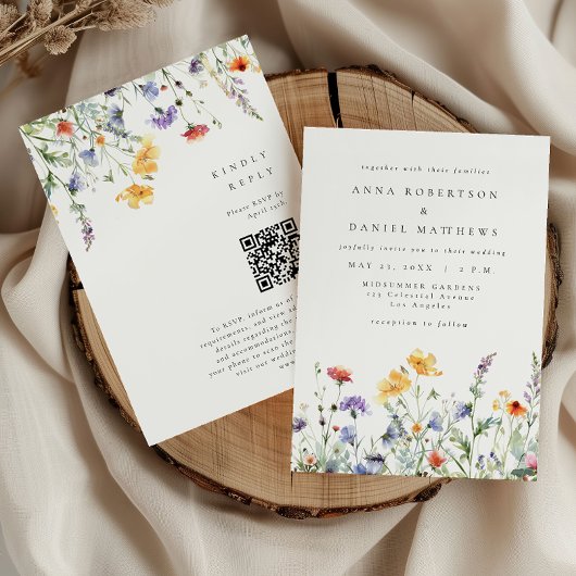 Invitation Code QR Floral Coloré Mariage