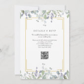 Invitation Code QR Floral de Mariage Lilas Sauge Verdure (Dos)