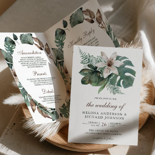 Invitation Code QR Floral Feuilles Tropicales Aquarelle Maria