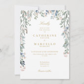 Invitation Code QR Floral Fleurs des Champs Mariage Or (Devant)