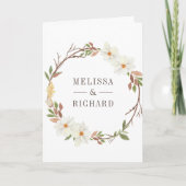 Invitation Code QR Floral Magnolia Blanc Rustique Mariage (Devant)
