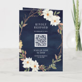 Invitation Code QR Floral Magnolia Blanc Rustique Mariage Nav (Dos)
